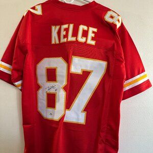 TRAVIS KELCE SIGNED KANSAS CITY CHIEFS AUTOGRAPHED CUSTOM JERSEY w/COA - XL 1031